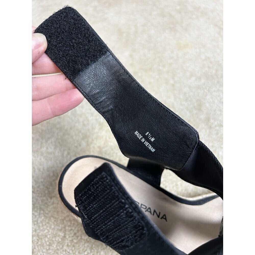MODA SPANA Espadrilles Wedge Sandal Black Womens 8.5 Slingback Shoes Peep Toe - Picture 11 of 11